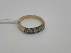An 18ct Gold Five Stone Diamond Ring, the brilliant cut stones claw set, stamped ".72" (finger