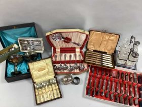 Boxed and Cased Sets of Plated Cutlery, including mother of pearl handled tea knives, pastry
