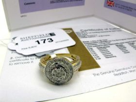 The Genuine Gemstone Company Ltd; A 9ct Gold Tomas Rae 1ct Diamond Cluster Ring, allover mixed cut