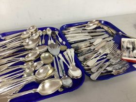 Plated and Stainless Steel Cutlery, including Elkington, Cooper Bros, etc:- Two Trays