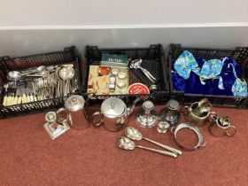 Assorted Plated Ware, including hotel tea ware, assorted plated cutlery including ivorine handled