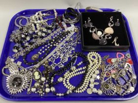 A Collection of Modern Costume Jewellery; to include diamanté wrap bracelet, imitation pearl bead