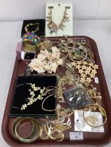 A Selection of Gilt Coloured Costume Jewellery, including ornate necklaces, bangles, earrings,