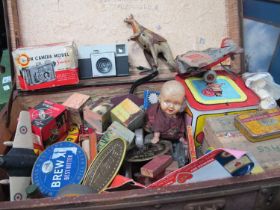 An Assortment of Early XIX Century and Later items to include; Jack in a box, Kodak Instamatic