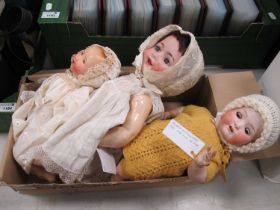 Three Bisque Headed Open Mouthed Baby Dolls to include; August Steiner marked A.S Germany Mould