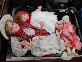 Three Bisque Headed Composition Dolls, to include; Japanese doll, sleeping eyes functioning, 12