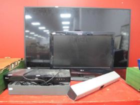 Sony Flat Screen TV, model no 43W4663; an LG smaller example and Blue-Ray disc player - all untested