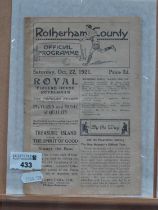 1921-2 Rotherham County v. Barnsley Twelve Page Programme, for The Midland League Fixture, dated