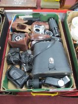 Praktica MTL 5B Camera, Kodak Retinette camera, Centon camera lens,; Jaguar 10 x 50 binoculars,
