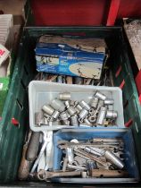Tools - spanners, screw drivers, socket parts, bike lift, etc:- One Box