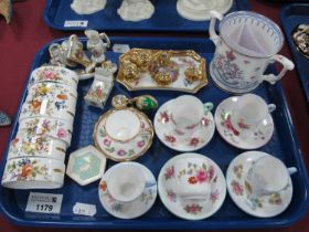 Five Shelley Porcelain Miniature Tea Cups and Saucers, one other, Hammersley China napkin rings,