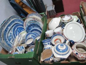 Blue and white ceramics to include plates, cups, saucers, teapot, jugs, bowls from Sadler, Old