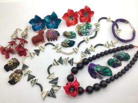 1980's Style Costume Jewellery, including designer style triangular panel necklace, clip on earrings