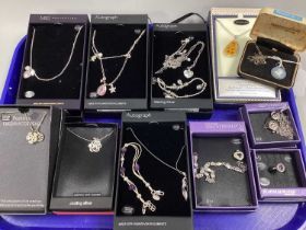 Modern "925" and Other Pendants on Chains, (boxed); modern bracelets, dress ring, vintage Wedgwood