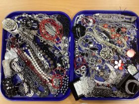 A Mixed Lot of Assorted Costume Jewellery, in hues of black, white and red to include imitation