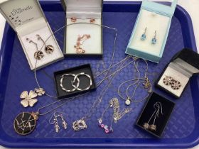 "925" and Other Modern Jewellery, including pendants on chains, earrings :- One Tray