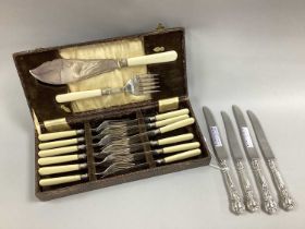 Two Pairs of Gorham American Knives, handles stamped "Gorham", together with a vintage cased set