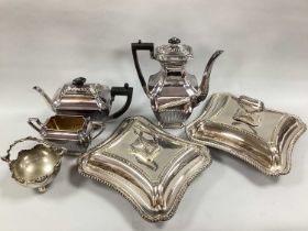 A Pair of Hamilton & Inches Edinburgh Plated Lidded Entree Dishes, of shaped rectangular form with