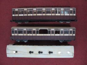 Three Kit/Scratch Built 'G' Gauge Coaches, brown/cream; comprising two 3rd class R/No's 10 and 12,