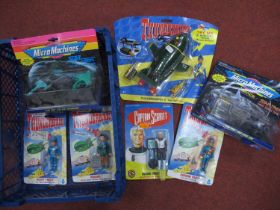 Four Carded Plastic Action Figures, comprising of Matchbox Thunderbirds Scott Tracy, Brains,