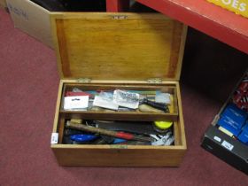 Tools :- Chisel's, hammer, pliers, screwdriver etc, in a pine box