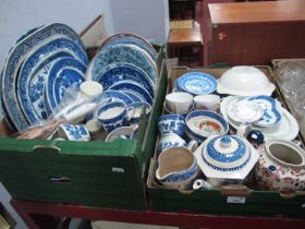 Blue and white ceramics to include plates, cups, saucers, teapot, jugs, bowls from Sadler, Old