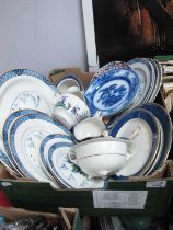 19th Century Wedgwood Blue and White Plate 'Ferrara' pattern spode, plate, Booth's part dinner
