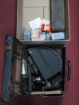 Johnson Optiscope Projector, circa 1930's, with instructions, lantern slides, AGFA slides 1950's-