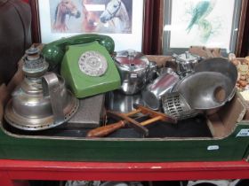 A Quantity of Miscellaneous Collectables, including a Victorian students lamp, green telephone,