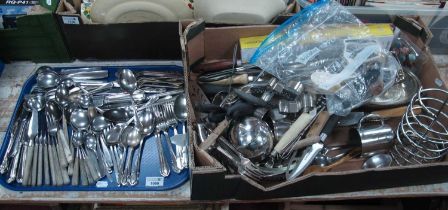 A Collection of assorted plated ware, including cutlery, a meat thermometer fork, other kitchen