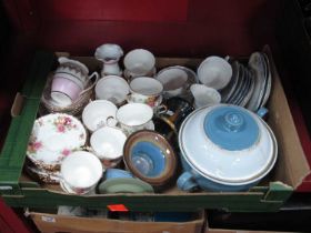 Denby stoneware to include pot, majolica and Castile blue lidded tureen, two pieces of Wedgwood