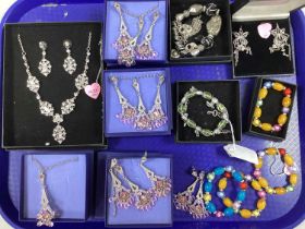 Modern Costume Jewellery, including ex bridal boutique necklace and matching earrings, expanding