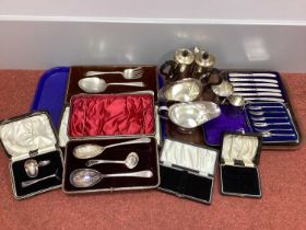 A Set of Six Hallmarked Silver Pastry Forks, in original fitted case; together with cased set of