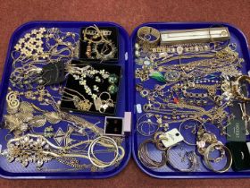 A Large Selection of Modern Gilt Coloured Costume Jewellery, including chains, bangles, bracelets,
