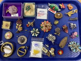 A Collection of Brooches, including Wrap-Trap; pin badges etc :- One Tray
