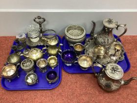 Assorted Plated Ware, including tea wares, pickle jar stand (incomplete), shaped circular salver,