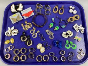 A Collection of Assorted Vintage and Later Clip On Earrings, together with vintage serpent bangle