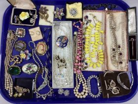 A Collection of Assorted Costume Jewellery, including diamanté necklaces, imitation pearls,