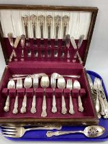 A Six Setting Canteen of Old Company Plate Cutlery, the floral handles initialled, including