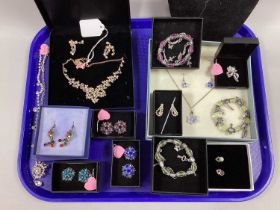 Matching Costume Jewellery, including necklace and earrings, further assorted boxed earrings,