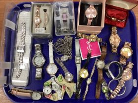 An Assortment of Ladies Modern Wristwatches, to include Timex expandable bracelet, gilt coloured