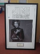 Jimi Hendrix Signature, signed in pencil, with a nicely framed picture; together with a letter of