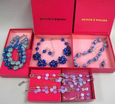 Butler & Wilson; A Modern Floral Glass Bead Necklace, with matching bead earrings, in original