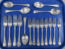 A Matched Hallmarked Silver Part Canteen of Old English Pattern Cutlery, JDWD, Sheffield 1909, 1912,