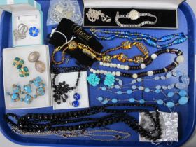 A Collection of Assorted Vintage and Later Costume Jewellery, including bead and wire necklaces,