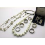 Modern Costume Jewellery, including hallmarked silver ingot, openwork cross pendant on chain,