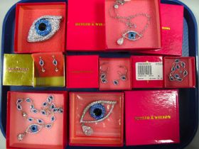 Butler & Wilson; A Collection of Modern Crystal Eye Costume Jewellery, including drop earrings,