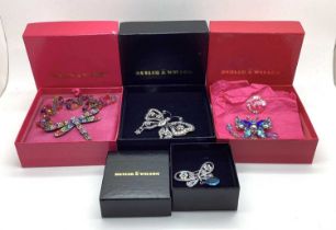 Butler & Wilson; Modern Butterfly Brooches, boxed; Together with A Butler & Wilson Dragonfly Crystal