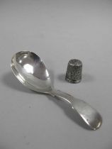 A Provincial Hallmarked Silver Fiddle Pattern Caddy Spoon, PI, Newcastle 1813, with fig shape