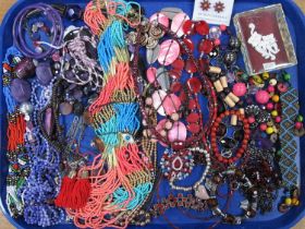 Assorted Costume Bead Necklaces, bracelets, earrings etc :- One Tray